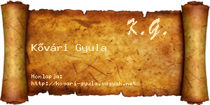 Kővári Gyula névjegykártya